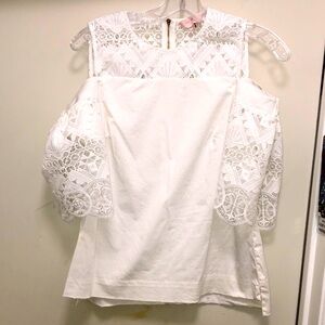 Ted Baker White Lace Cold Shoulder Blouse